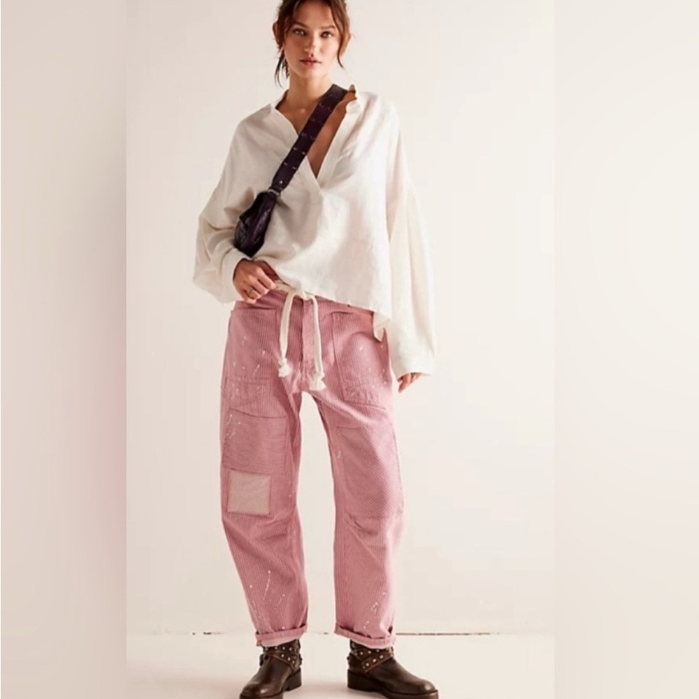 We The Free Moxie Railroad Low-Slung Jeans Pink